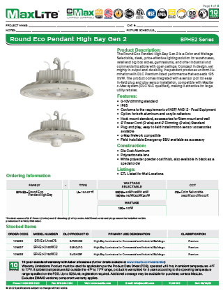 BPHE2 Round Eco High Bay Pendant